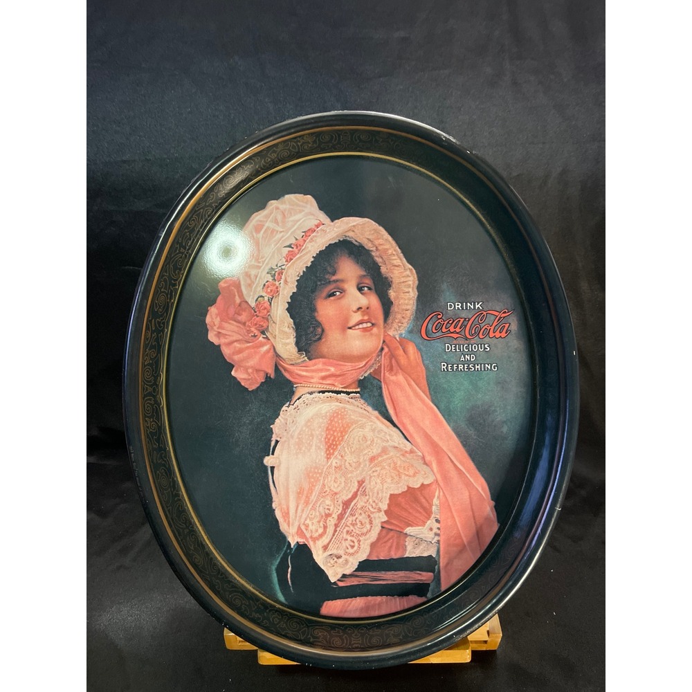 Vintage Coca-Cola Metal Serving Tray Victorian Lady 1970s Reproduction